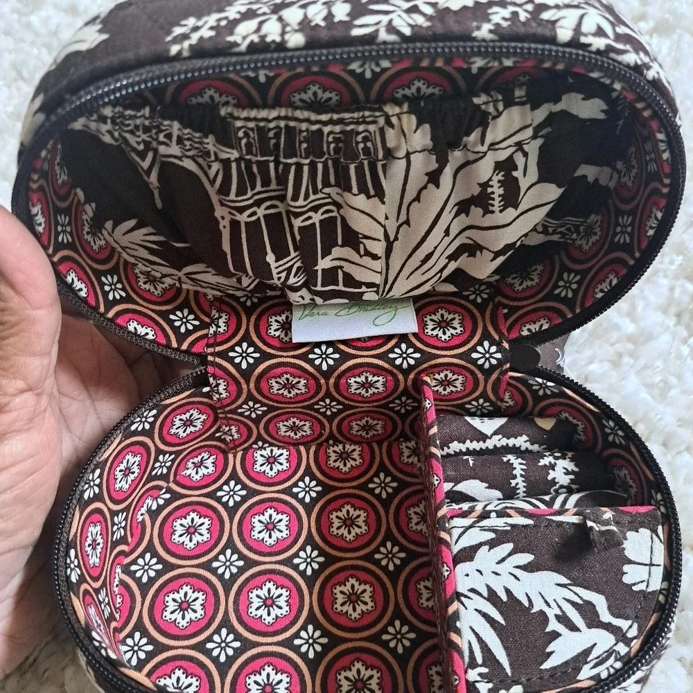 Vera Bradley Night and Day Quilted Cotton Jewelry Organizer‎ Travel Case Brown